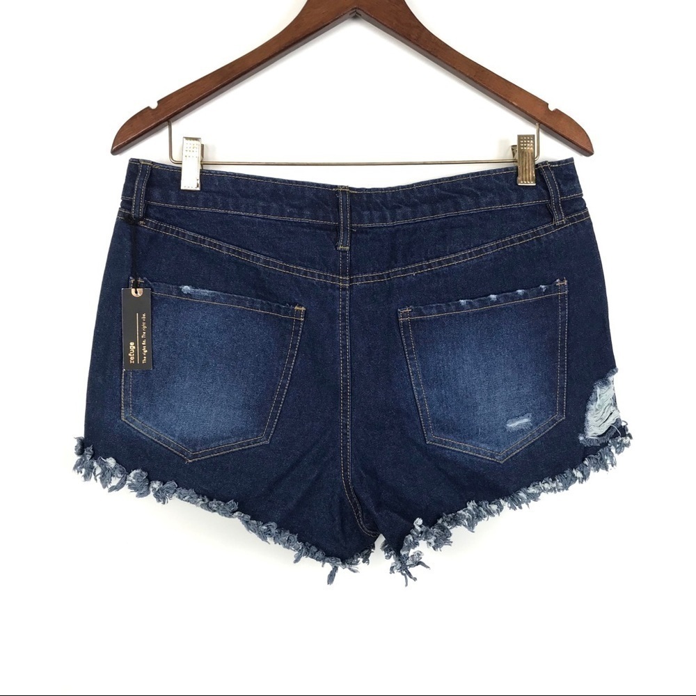 Refuge Hi Rise Cheeky Destroyed Jean Shorts 10 - Picture 2 of 6